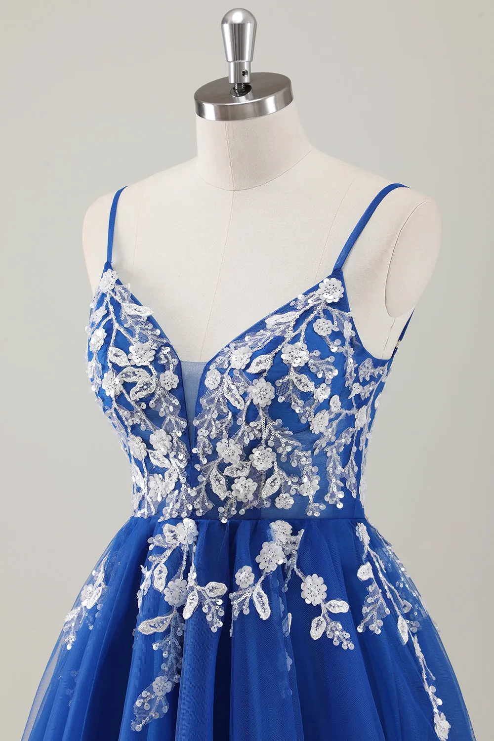 A Line Tulle Fuchsia Floral Sequin Homecoming Dress