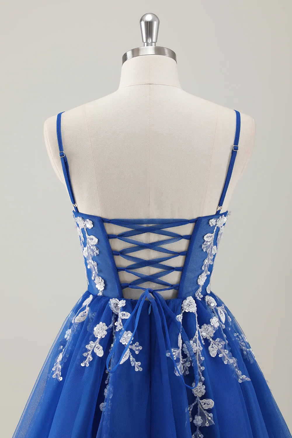 A Line Tulle Fuchsia Floral Sequin Homecoming Dress