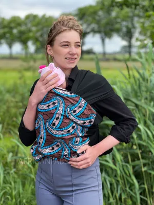 African Print Baby Carrier / Baby sling / baby wrap - Brown / blue