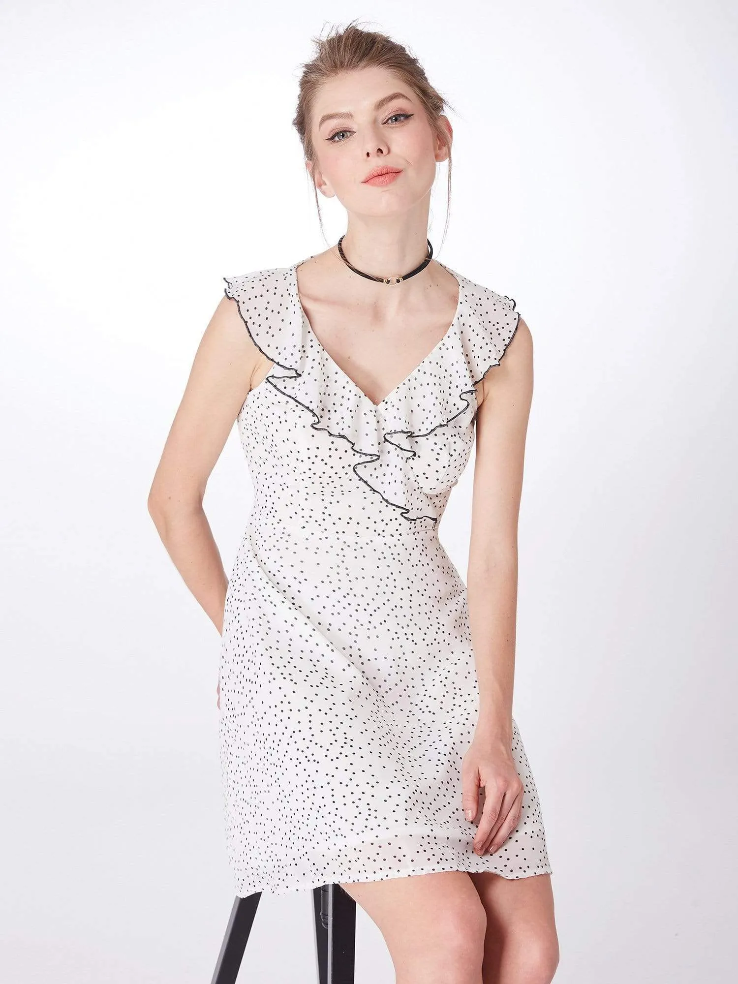 Alisa Pan V Neck Polka Dot Party Dress