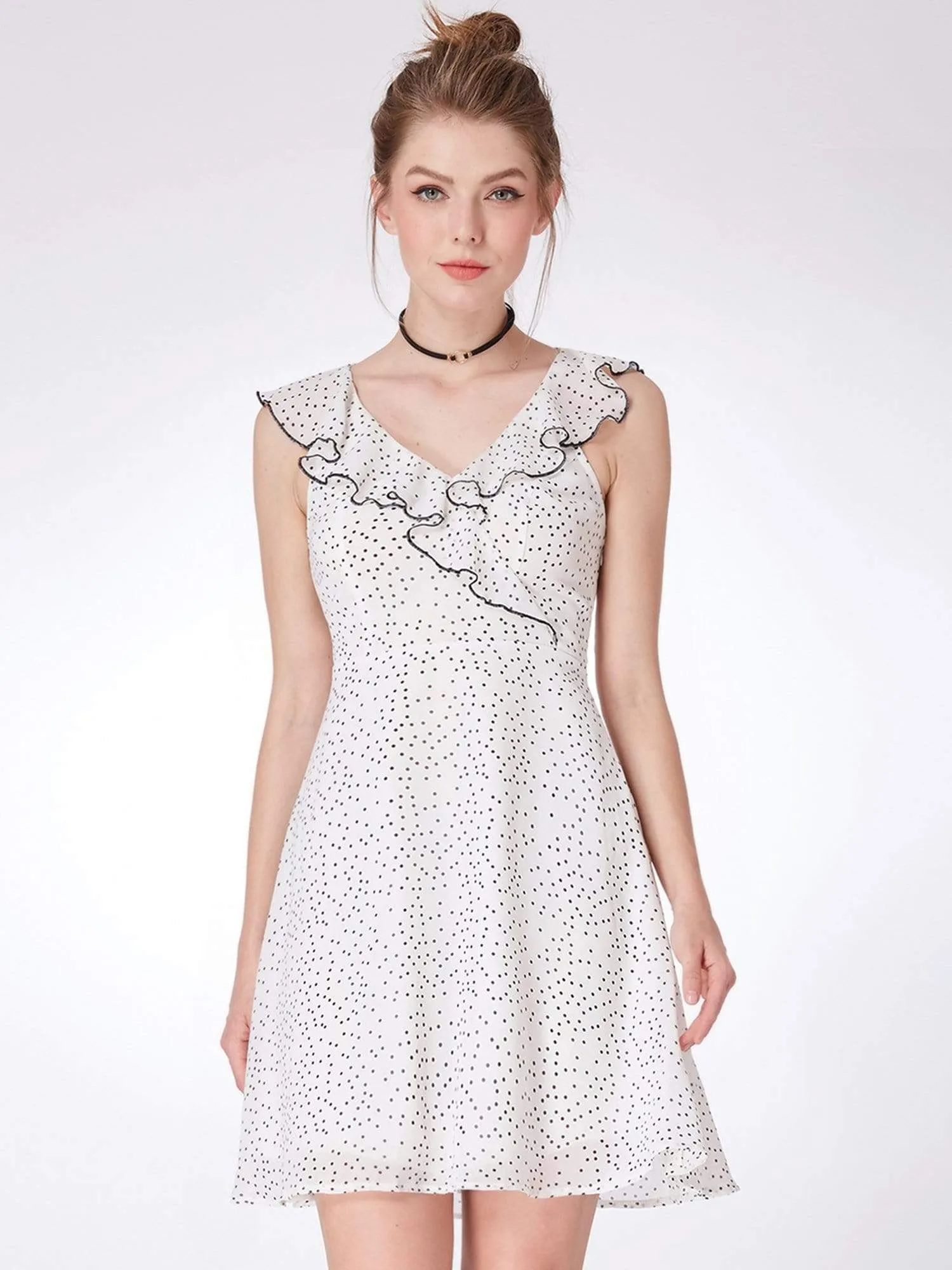 Alisa Pan V Neck Polka Dot Party Dress