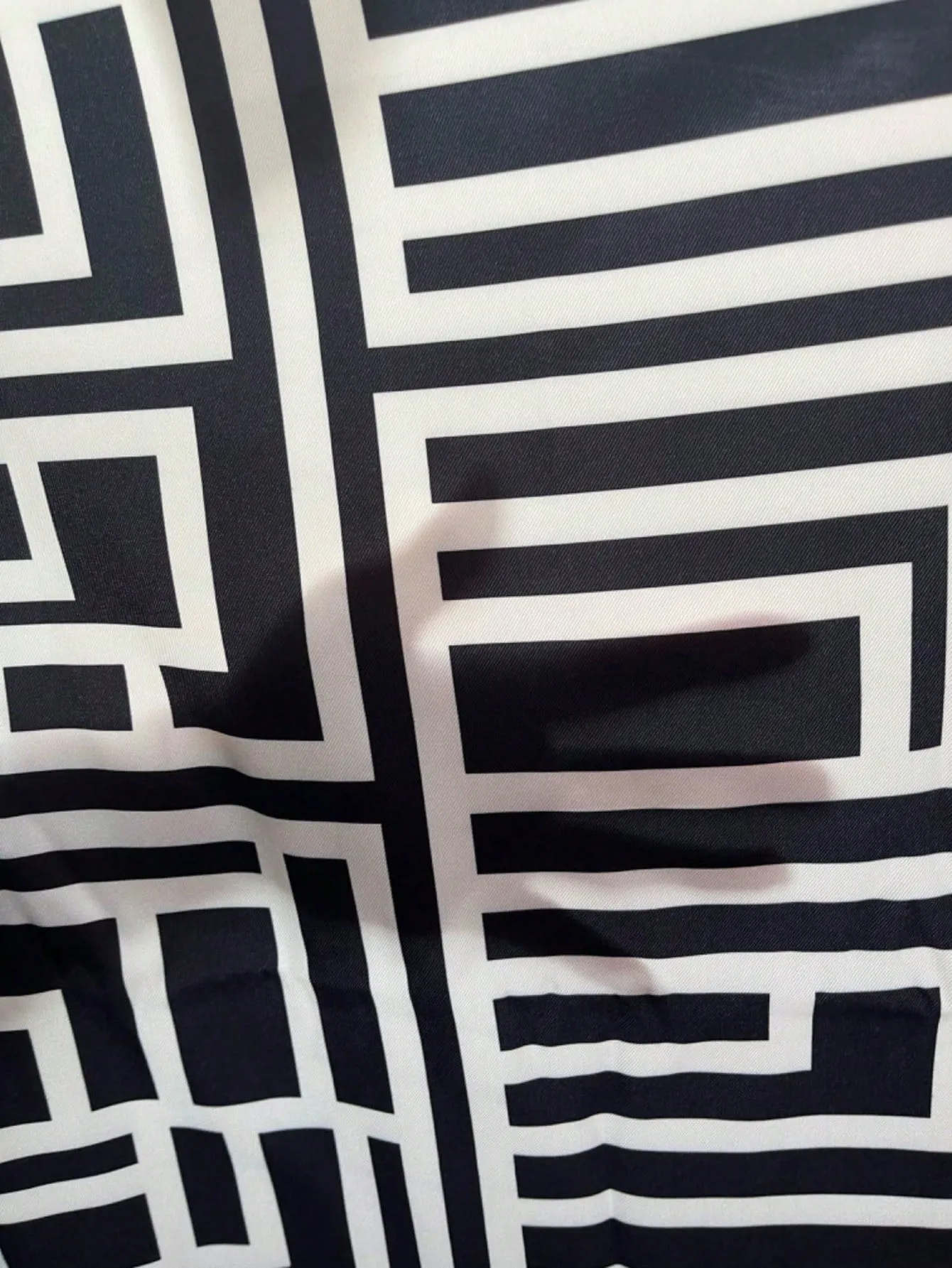 Black White Random Printed Belted Single Button Knee Length Coat for Women
