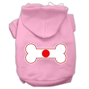 Bone Shaped Japan Flag Screen Print Pet Hoodies Light Pink Size S (10)