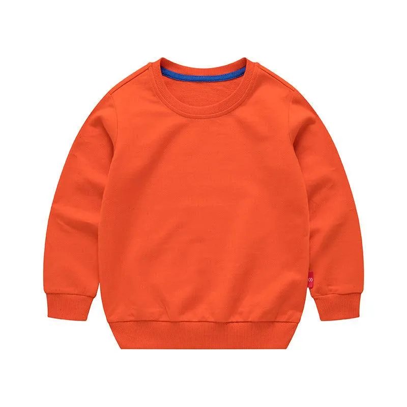 Boys Korean Round Neck Solid Color Loose Long Sleeve Pullover