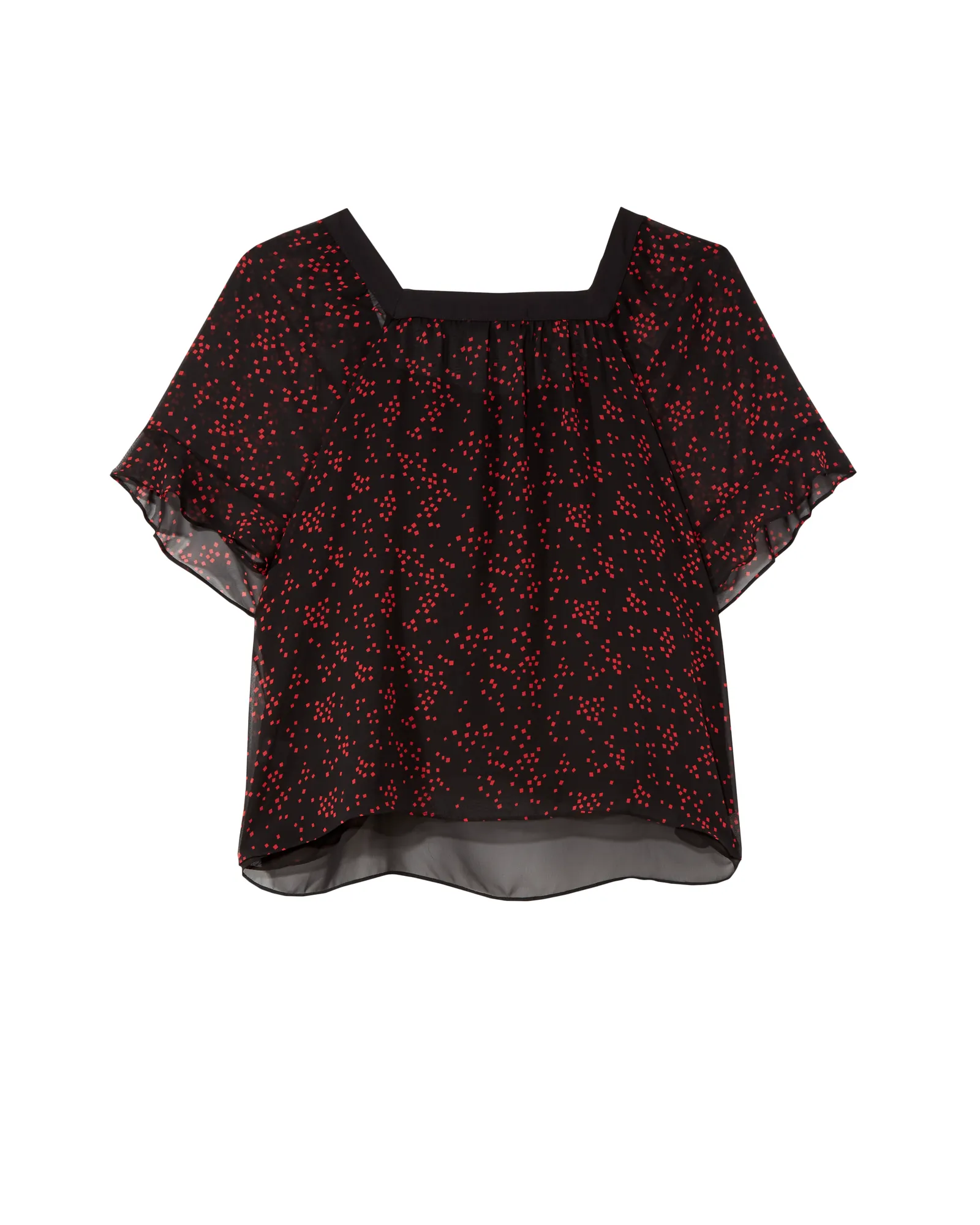 Brandy Square Neck Blouse | Black / Red