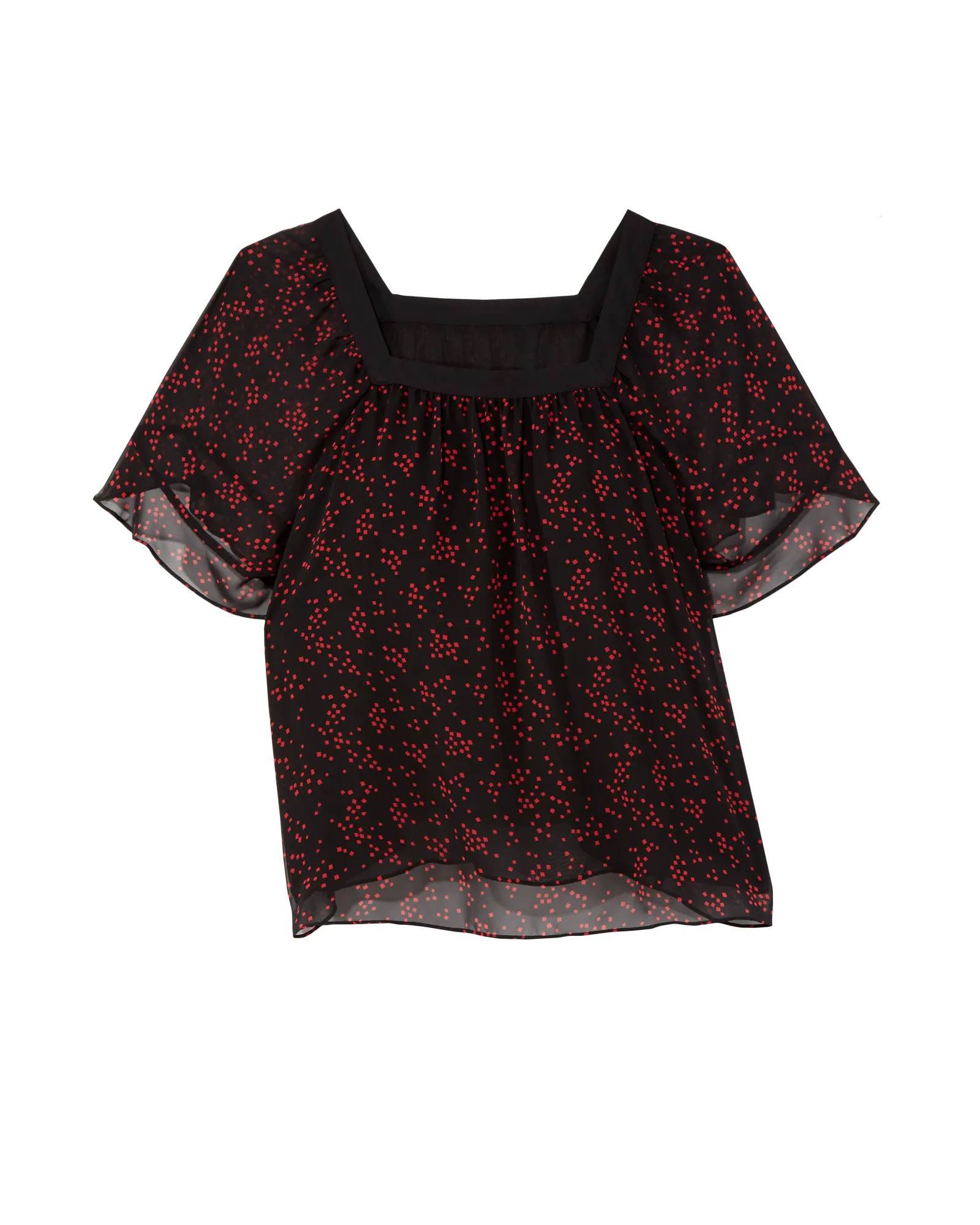 Brandy Square Neck Blouse | Black / Red