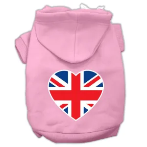 British Flag Heart Screen Print Pet Hoodies Light Pink Size Lg (14)