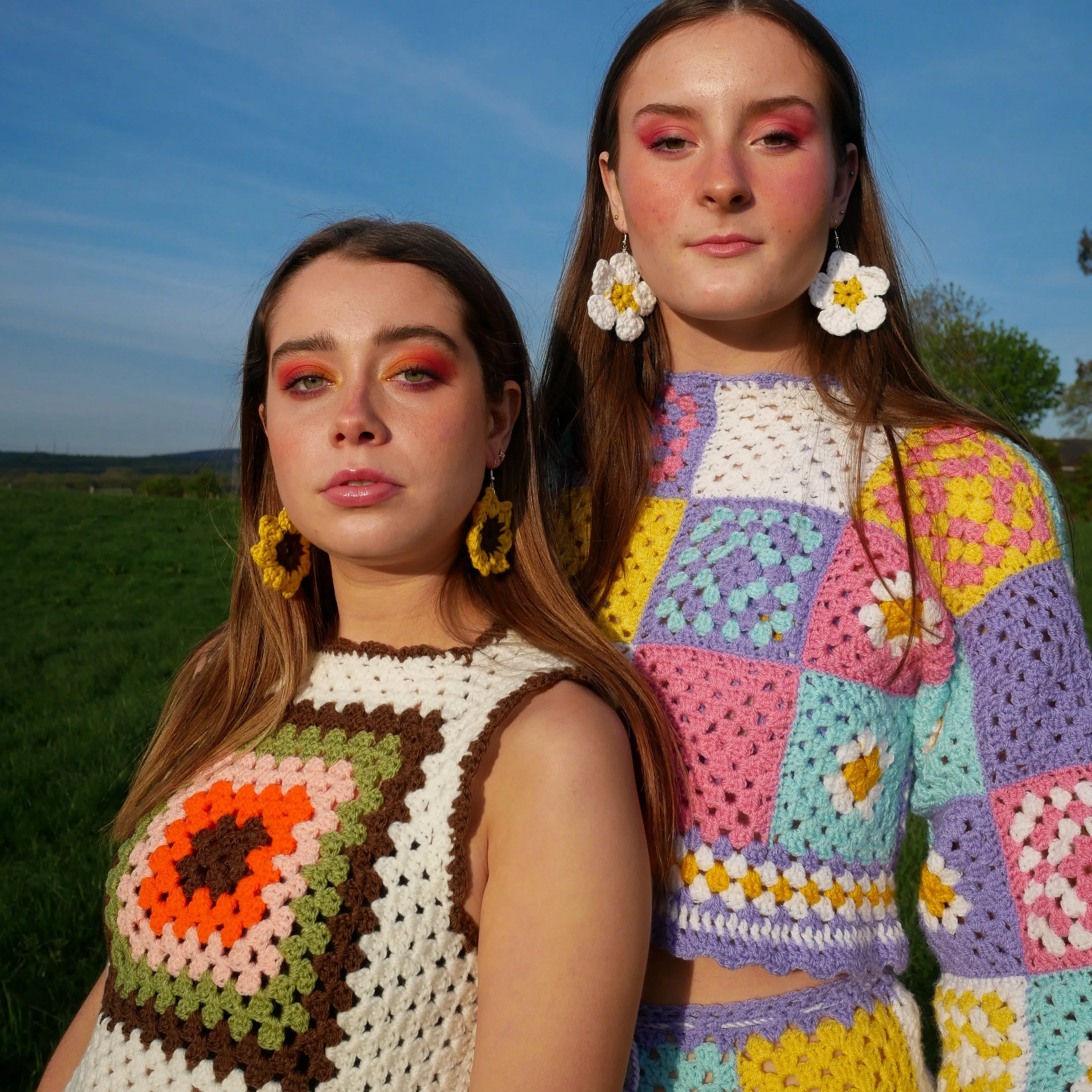 Classic 70s Style Cream Granny Square Crochet Vest