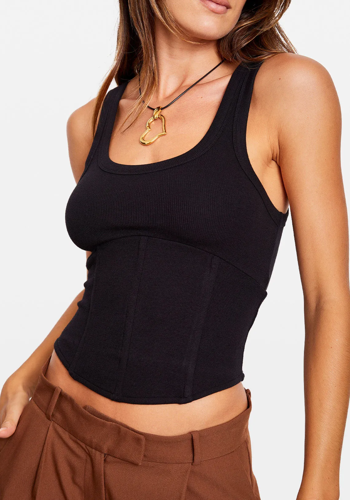 CORSET TANK BLACK