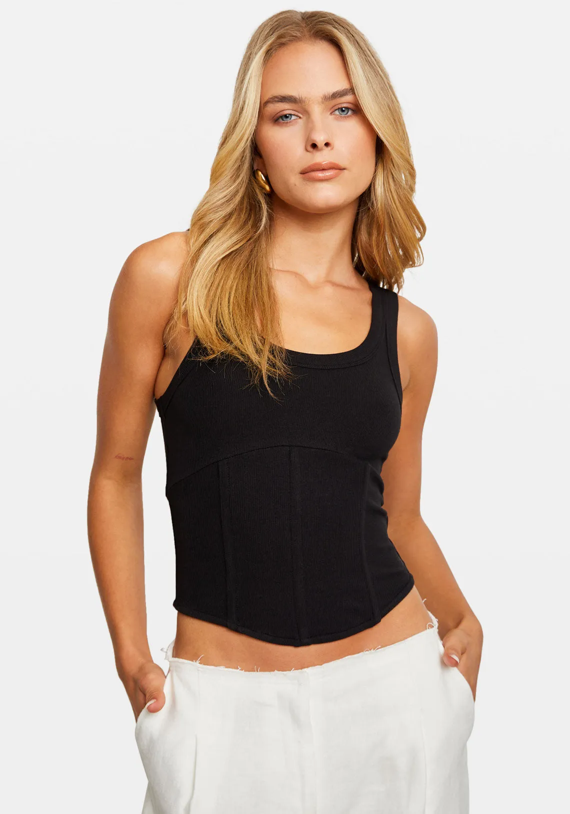 CORSET TANK BLACK