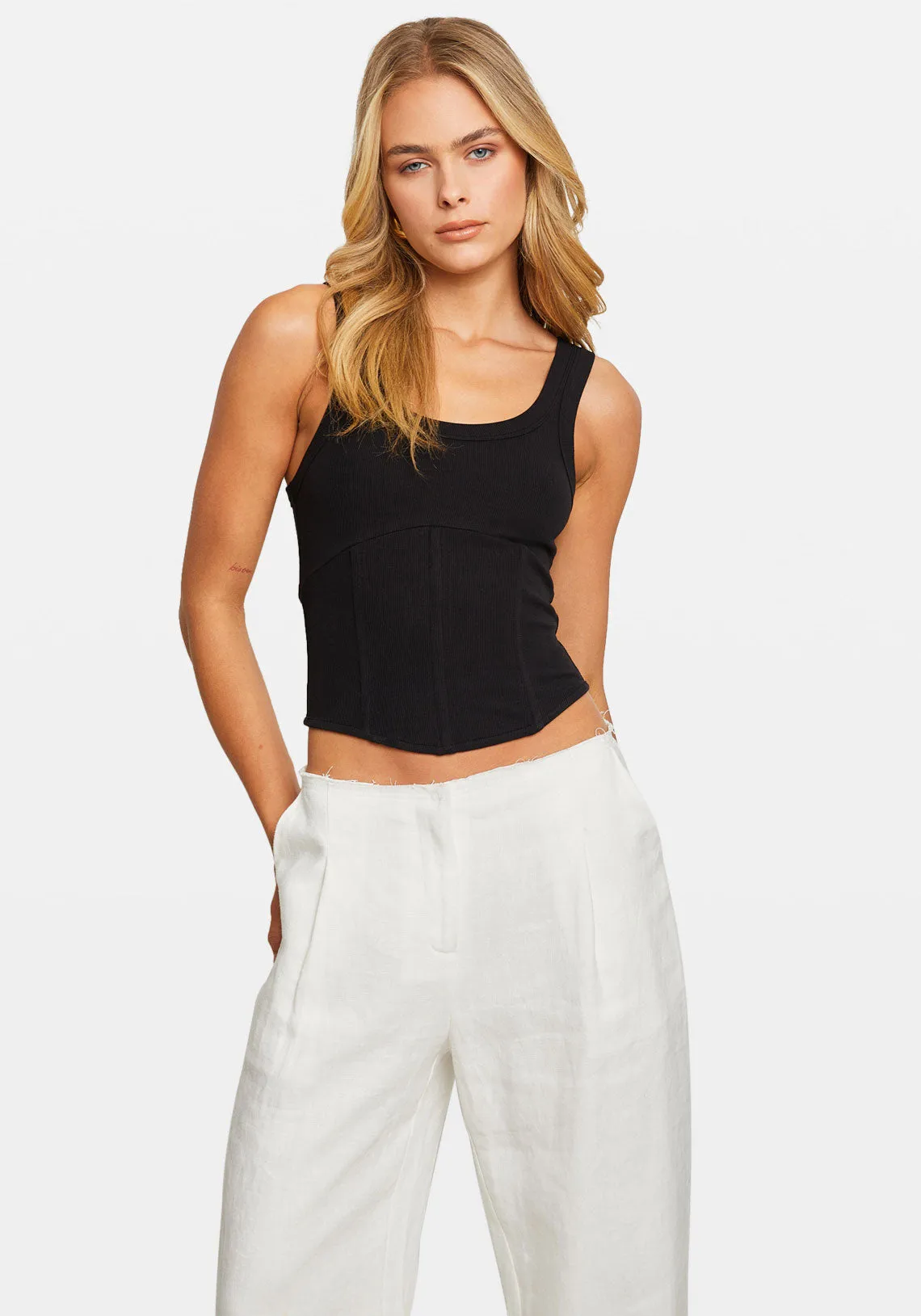 CORSET TANK BLACK