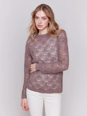 Crochet Knit Sweater - Taupe - H-Taupe