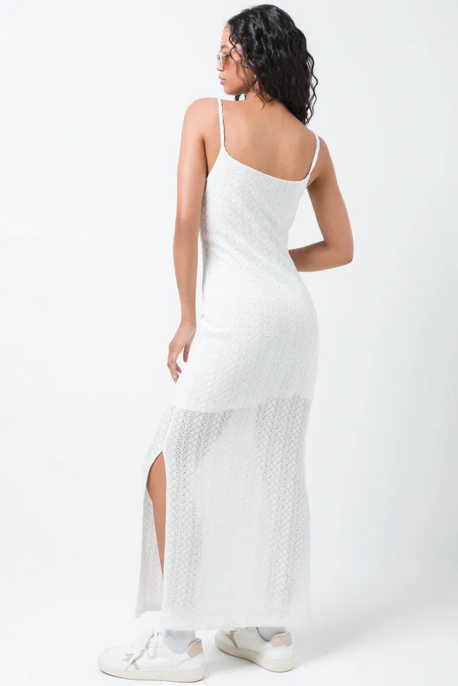 Crochet Textured Dress White