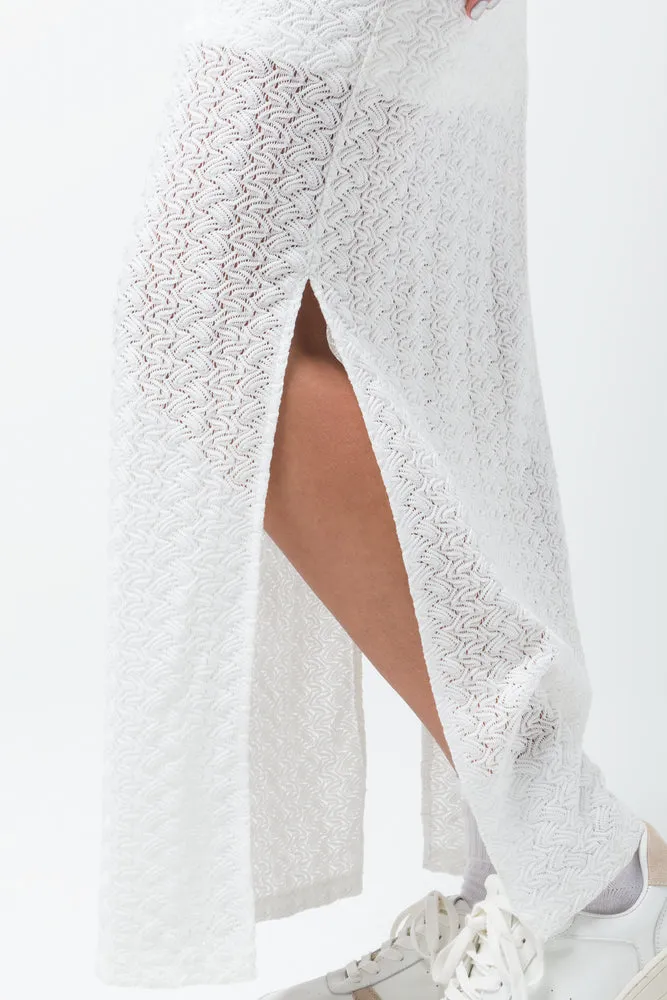 Crochet Textured Dress White
