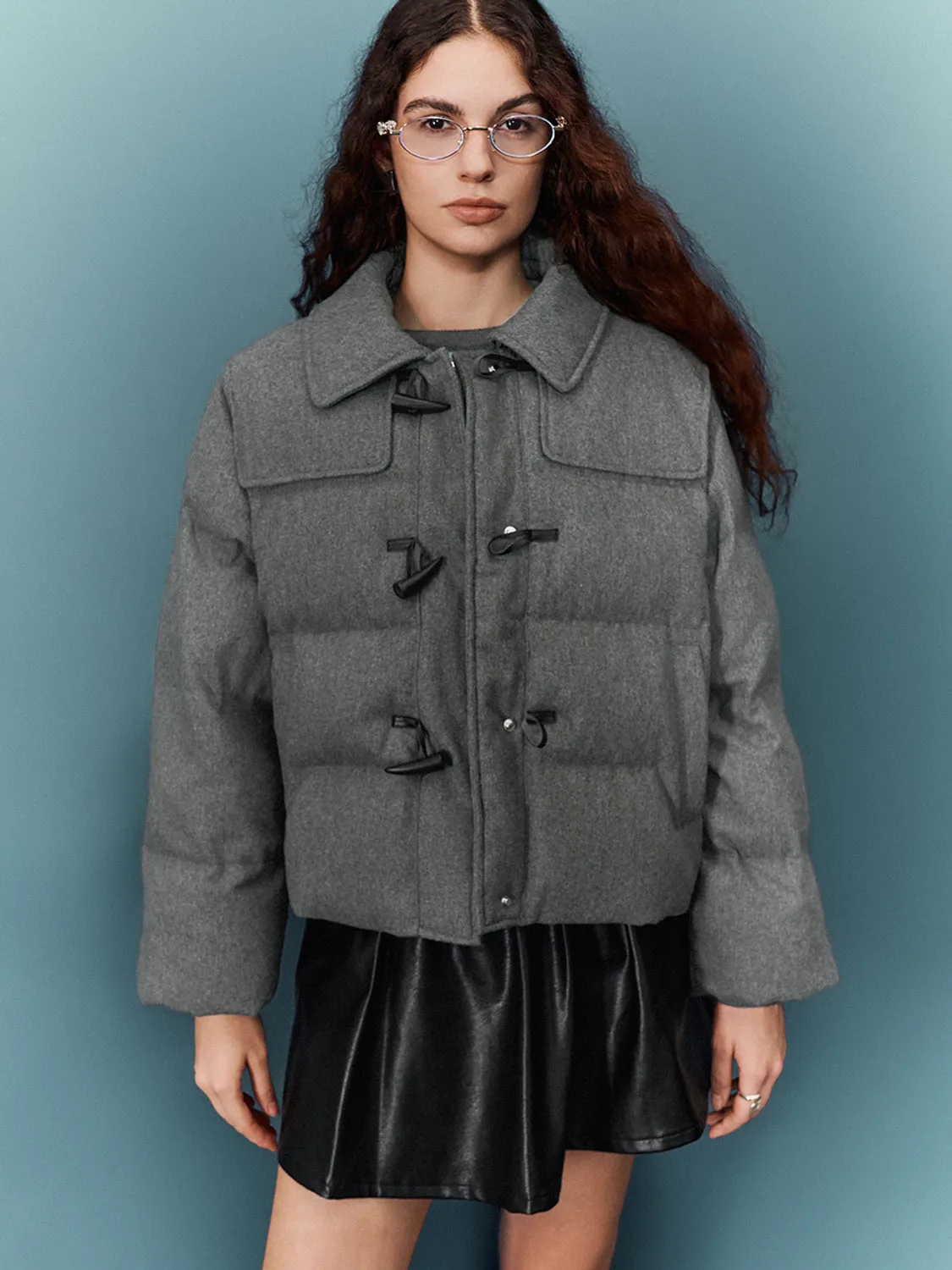 Cropped Loose Padded Coats