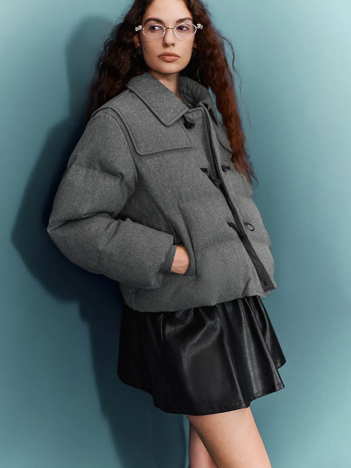 Cropped Loose Padded Coats