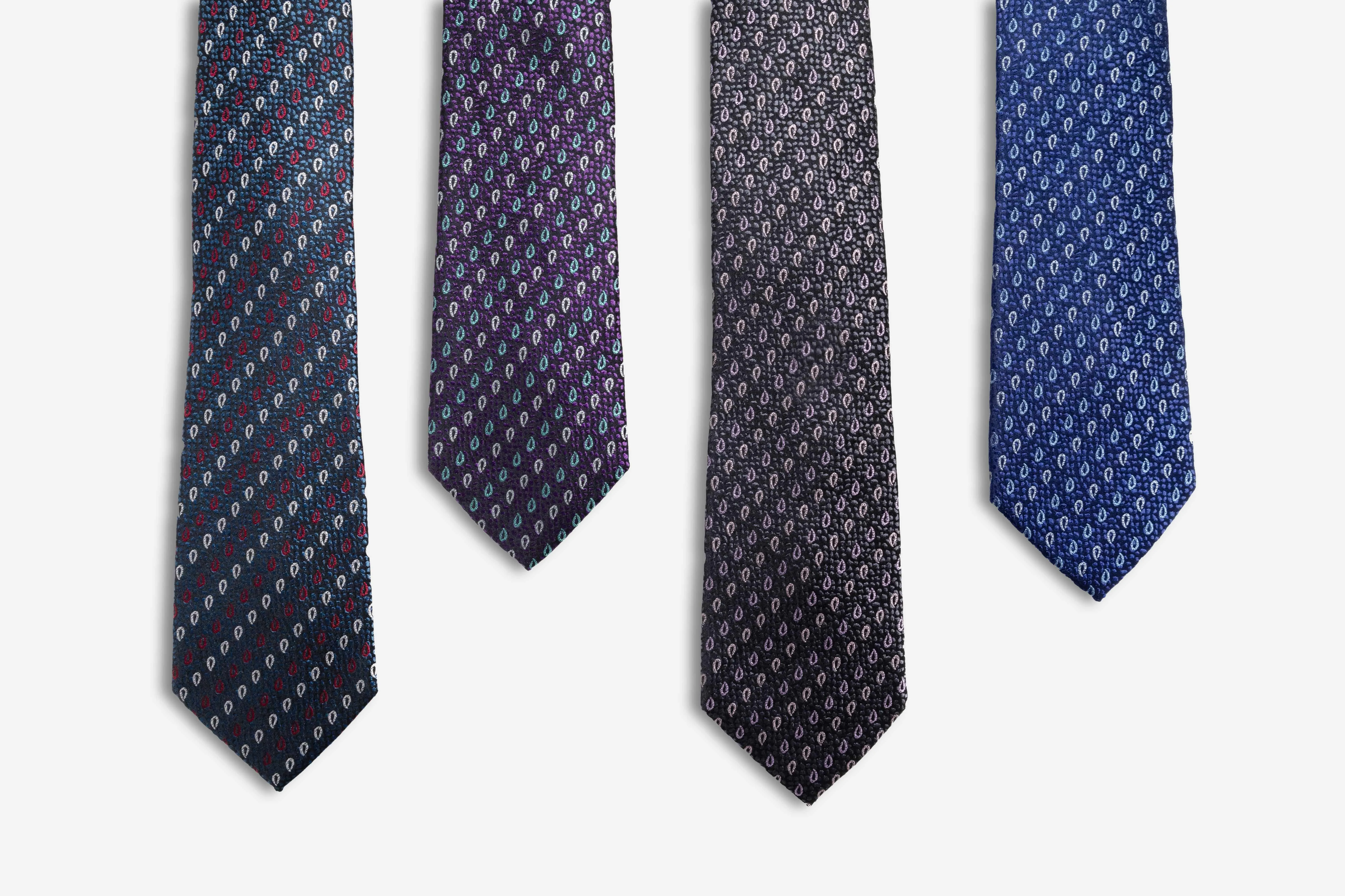 Danbury Paisley Silk Tie, Navy / Red / White