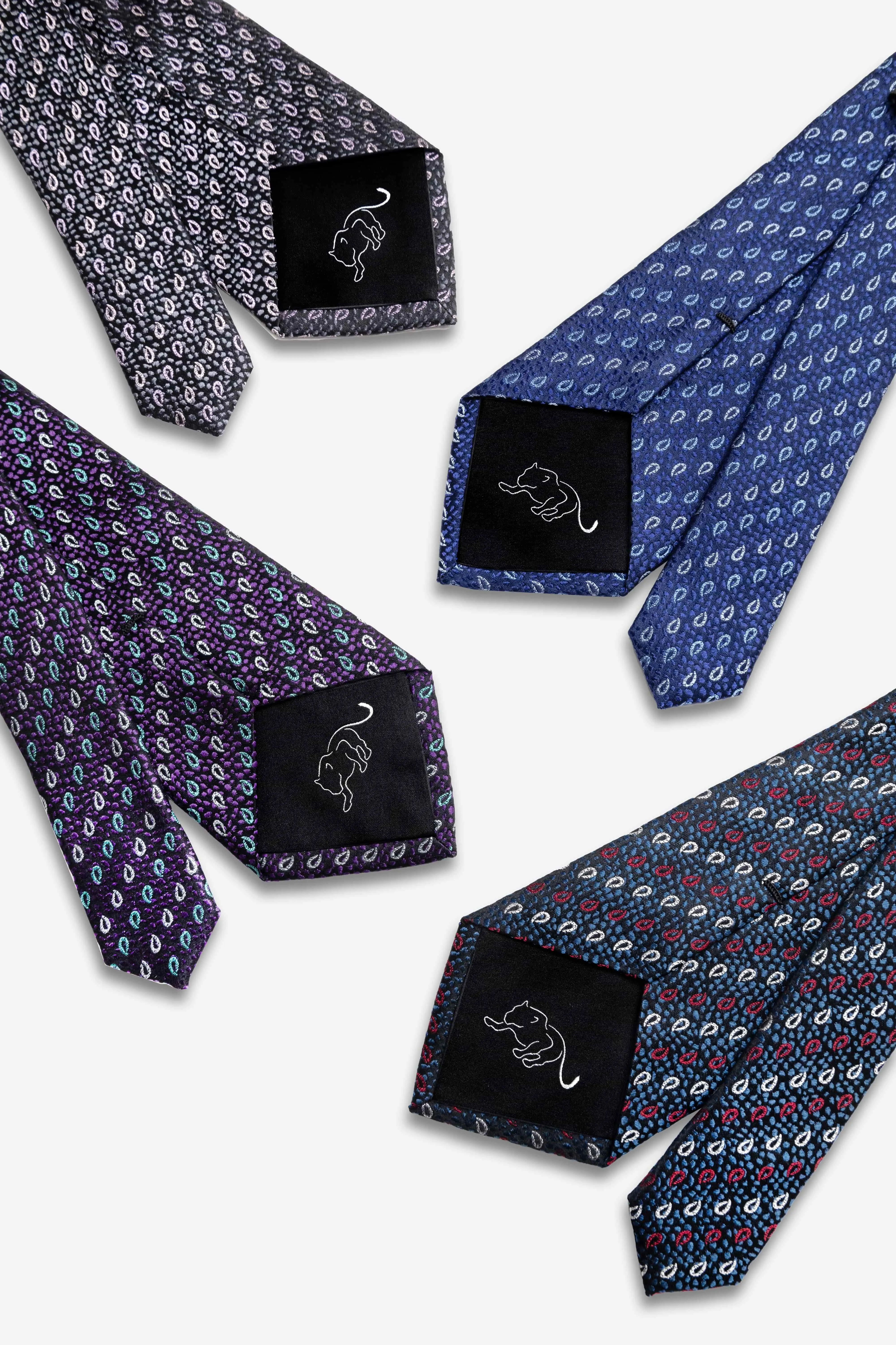 Danbury Paisley Silk Tie, Navy / Red / White