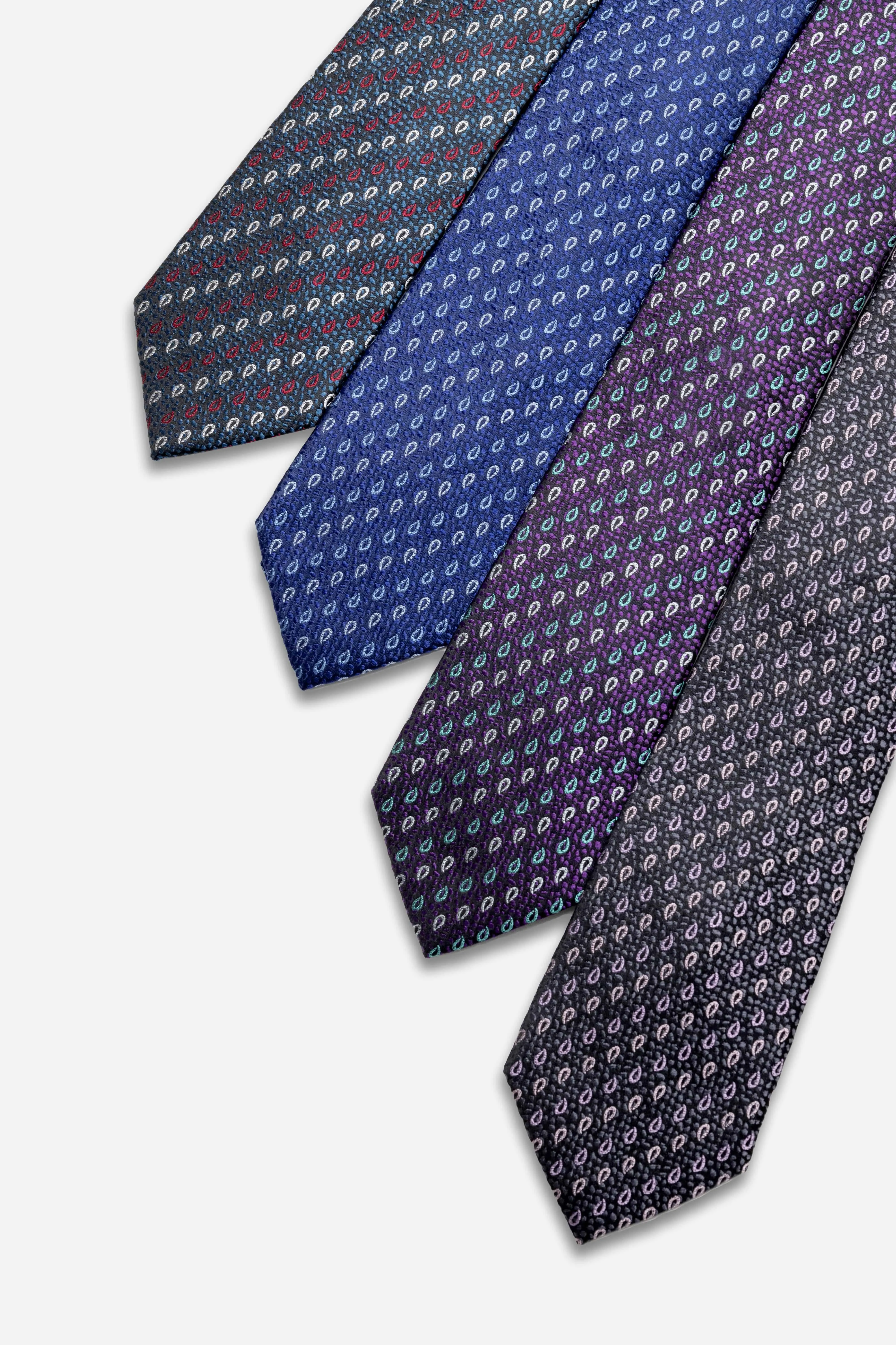 Danbury Paisley Silk Tie, Navy / Red / White