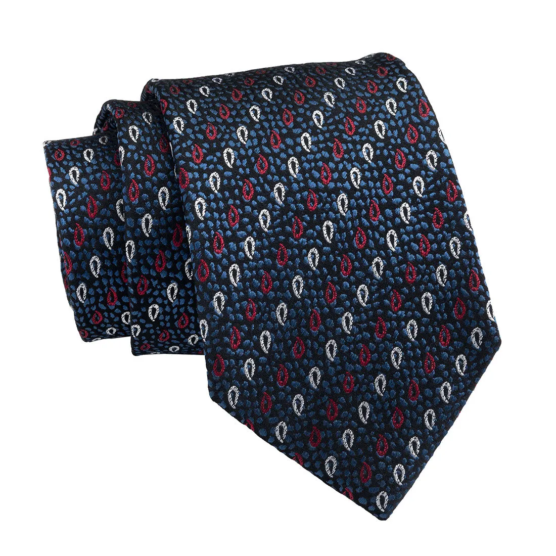 Danbury Paisley Silk Tie, Navy / Red / White