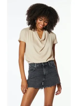 Drop Shoulder Draped Cowl Top