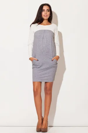 Elegant Ecru Cotton Pleated Daydress - Katrus Luxe Collection
