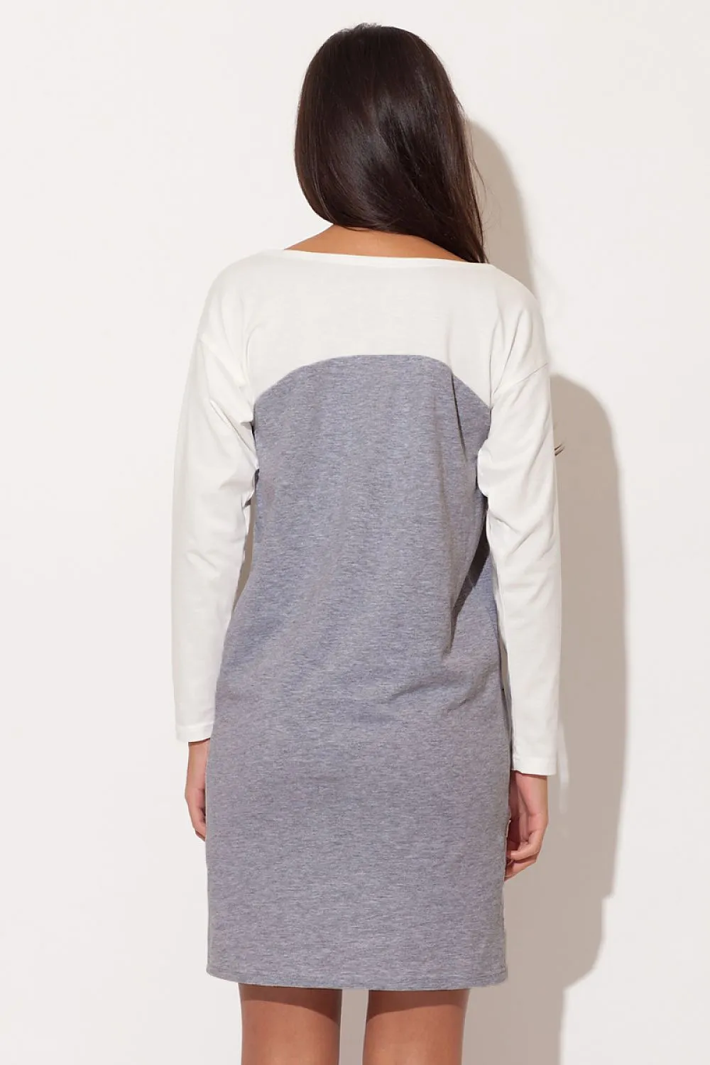 Elegant Ecru Cotton Pleated Daydress - Katrus Luxe Collection