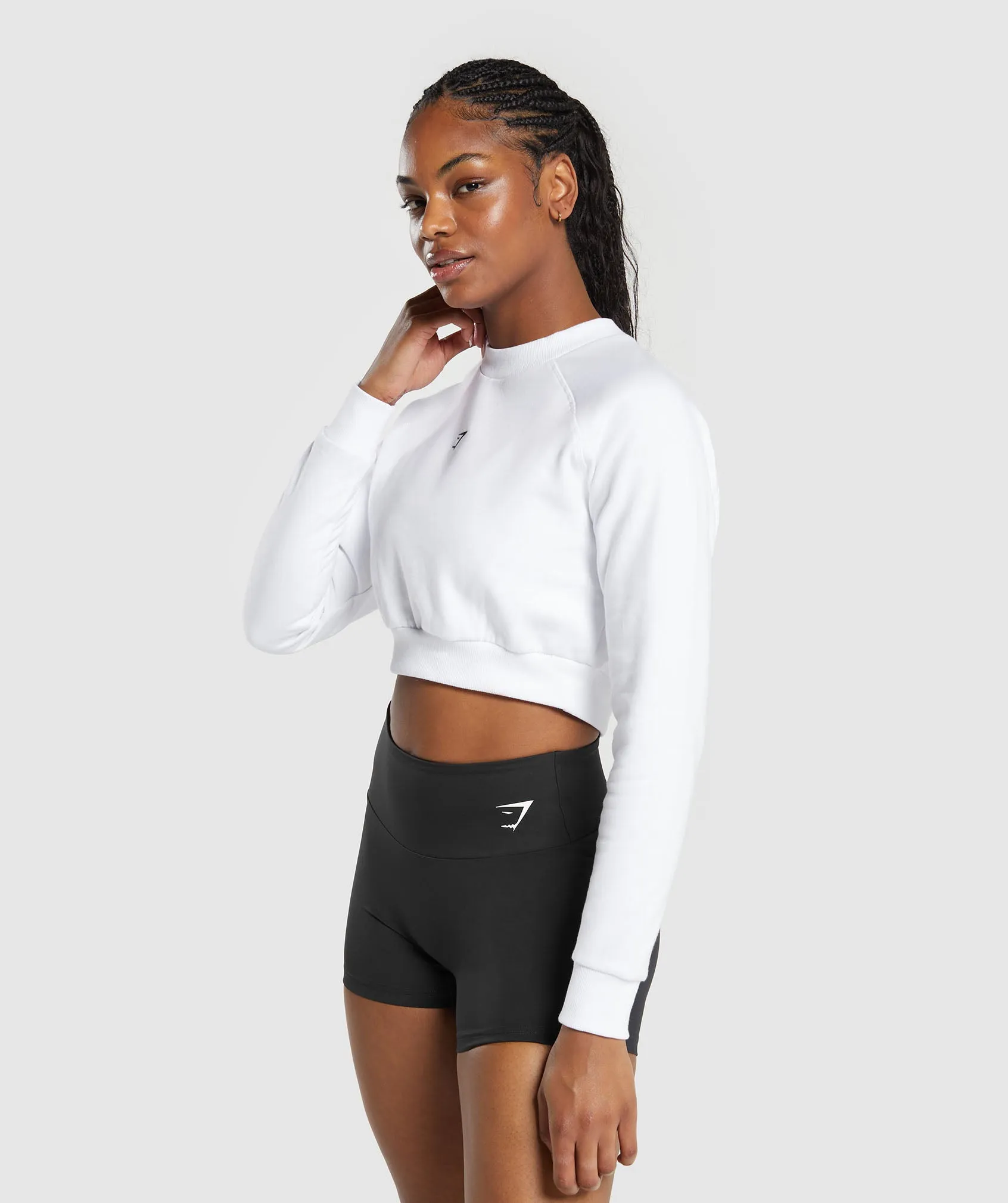 Gymshark Training Fleece Cropped Sweatshirt - White