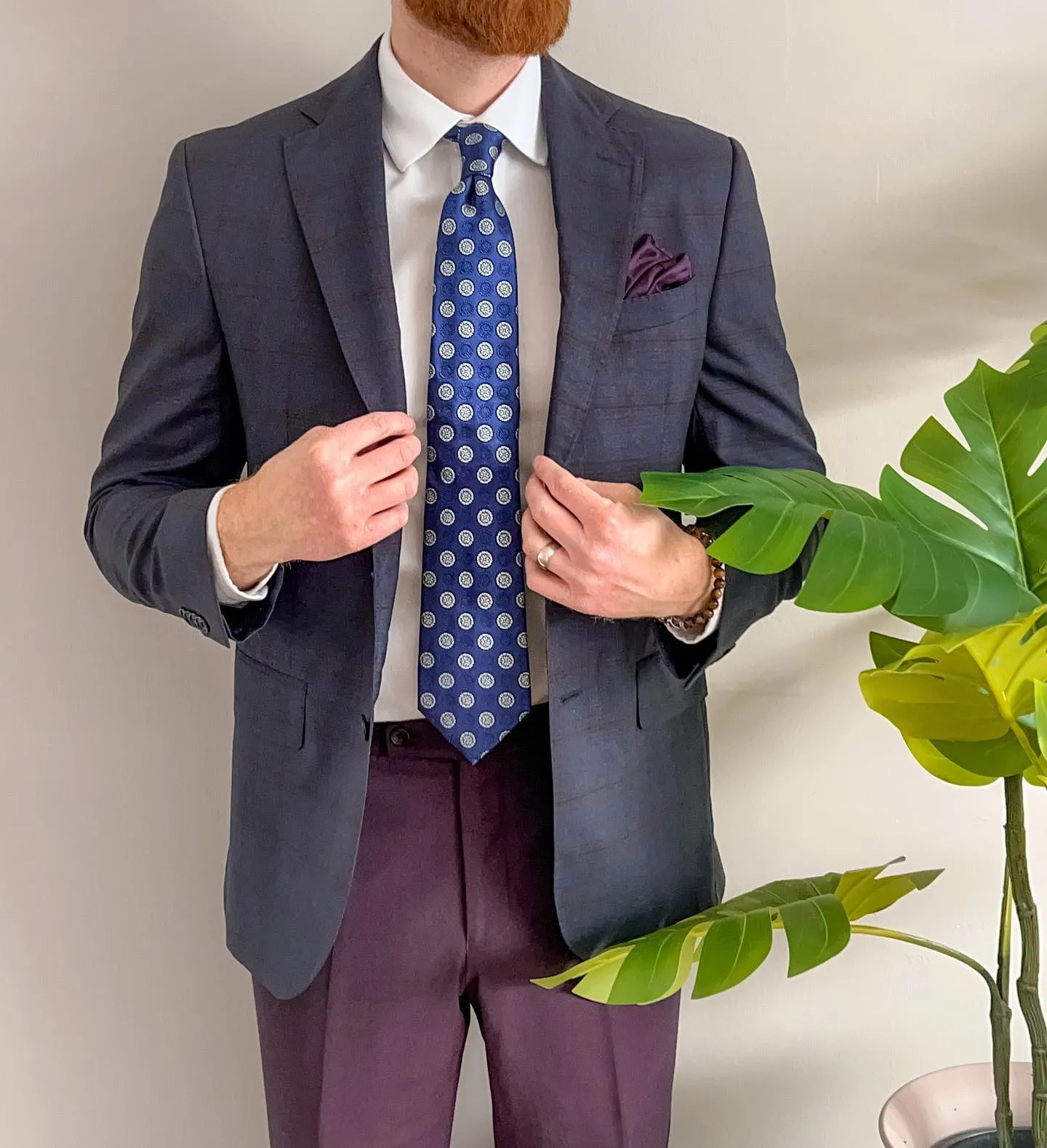 Hadley Foulard Silk Tie, Blue / Silver