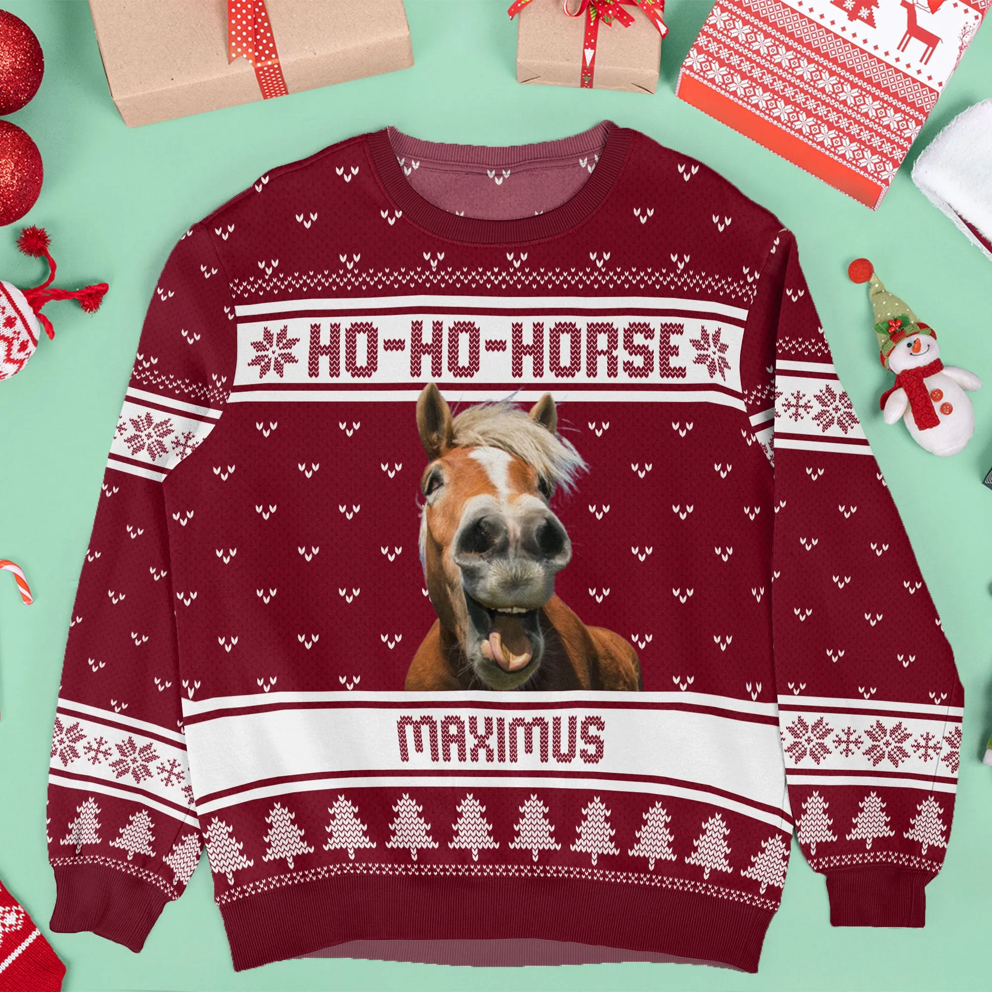 Ho-Ho-Horse - Personalized Ugly Sweater