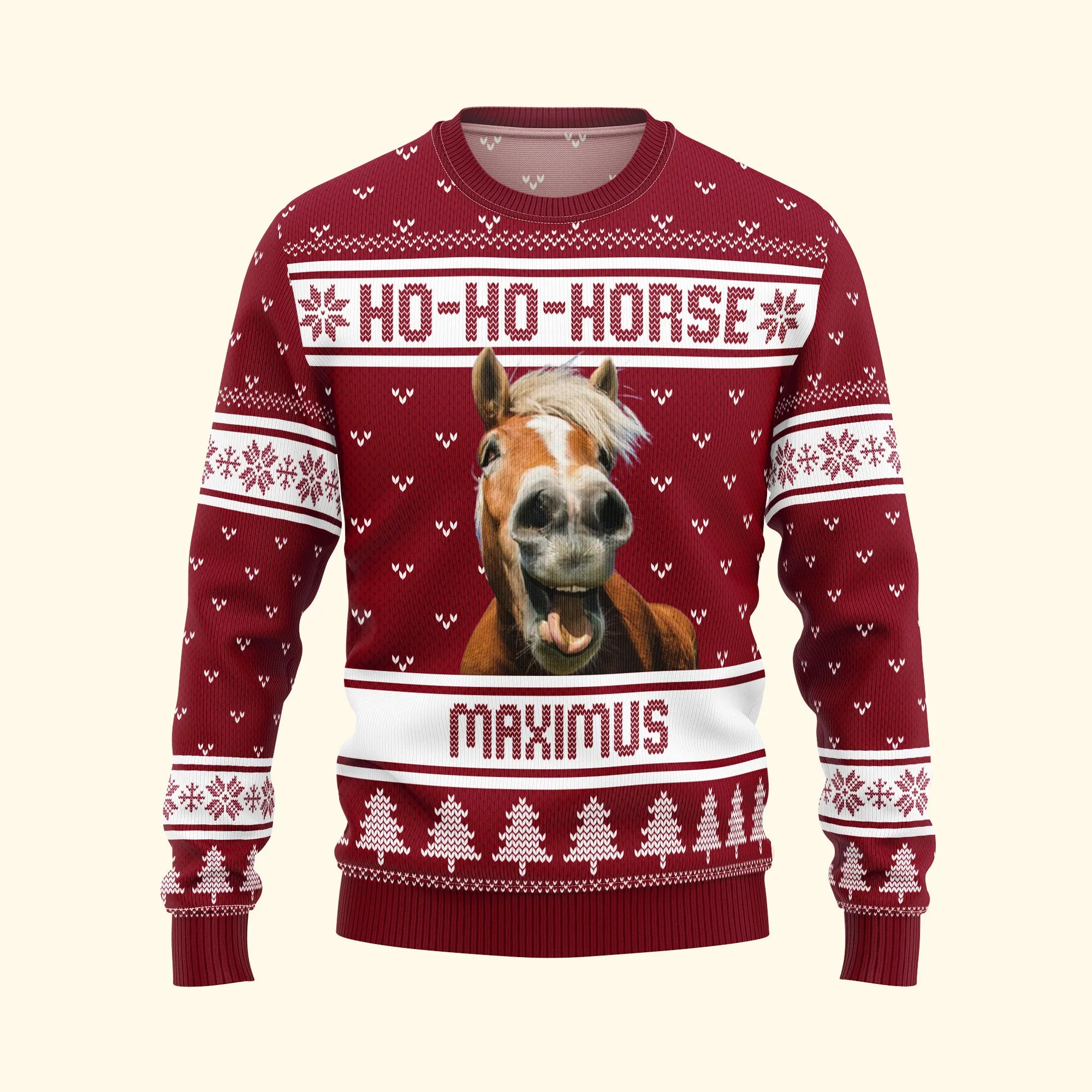 Ho-Ho-Horse - Personalized Ugly Sweater