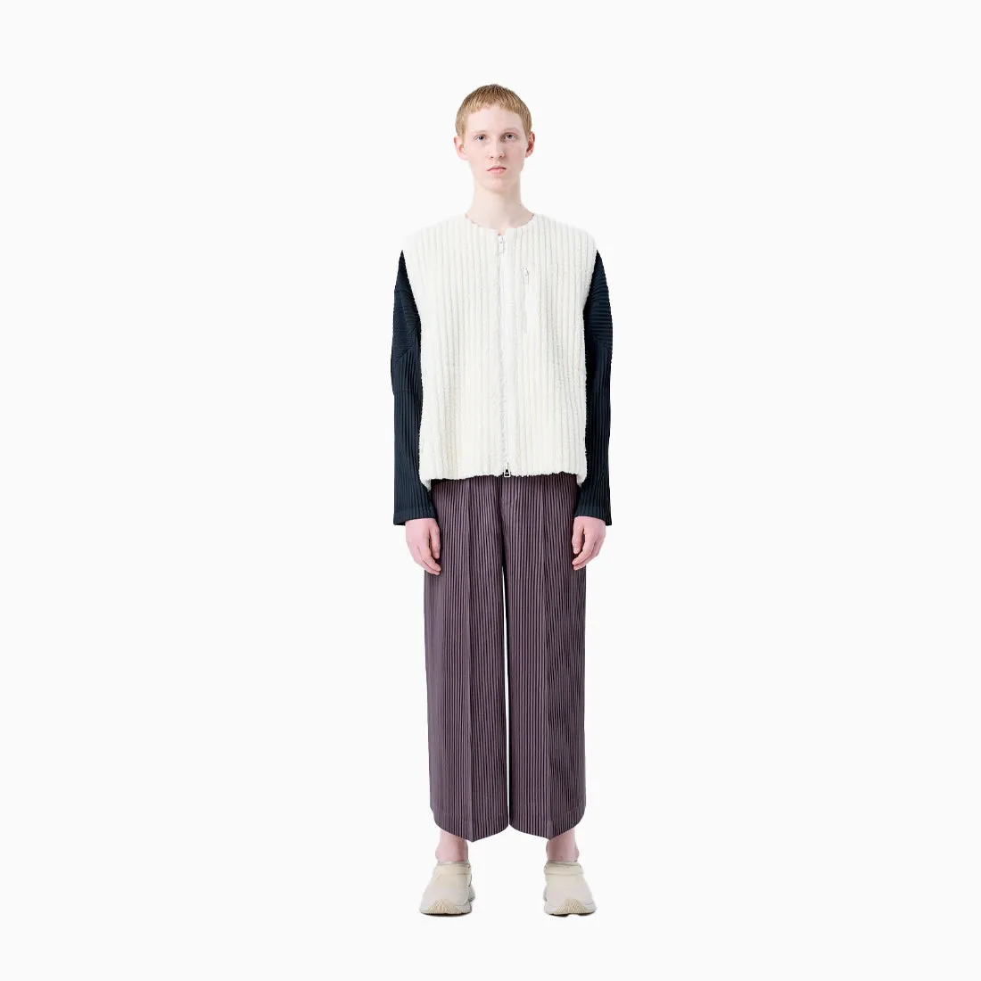 Homme Plissé Issey Miyake Fleece Pleats Vest White