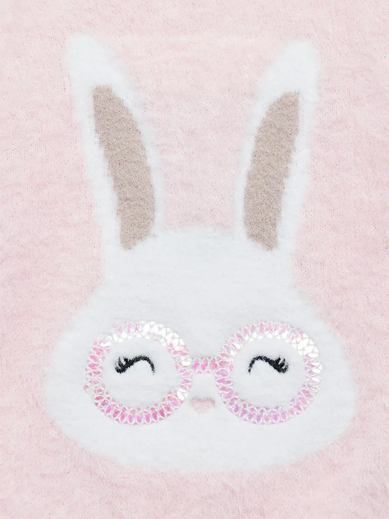 HOP Baby Pink Bunny Design Sweater