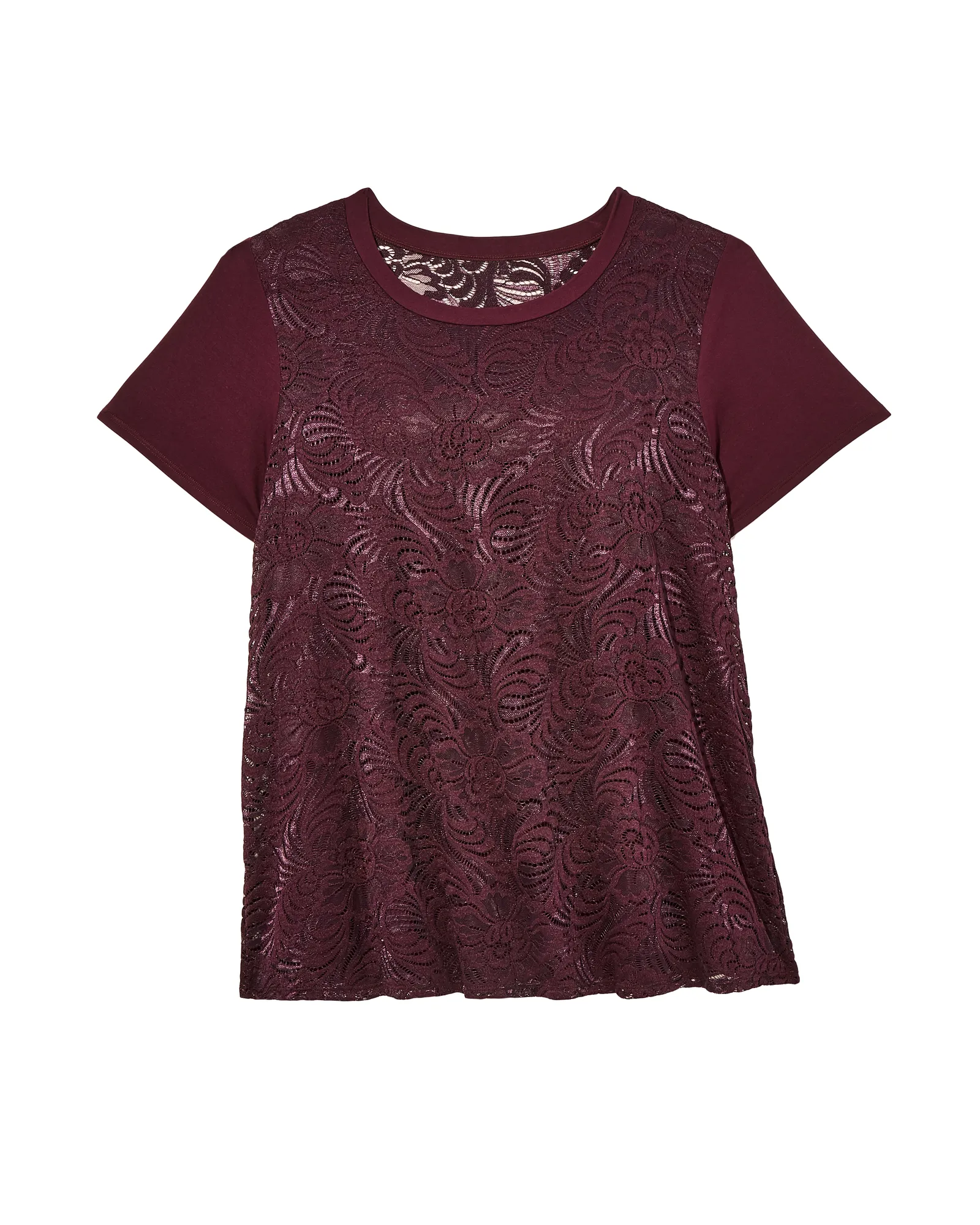 Jamie Lace Short Sleeve Tee | Burgundy