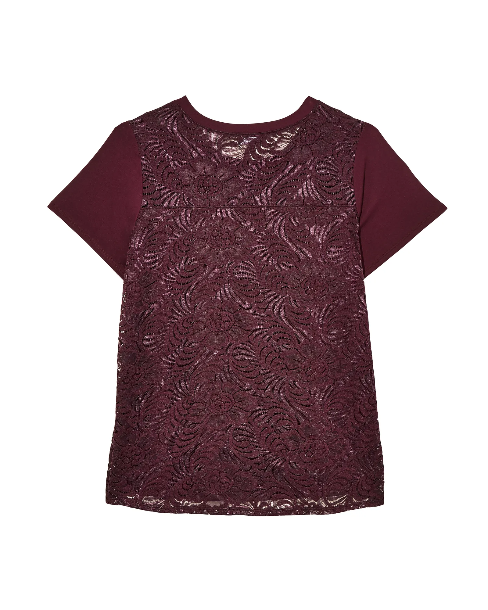 Jamie Lace Short Sleeve Tee | Burgundy