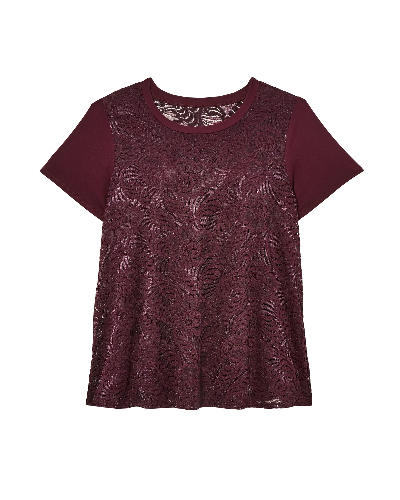 Jamie Lace Short Sleeve Tee | Burgundy