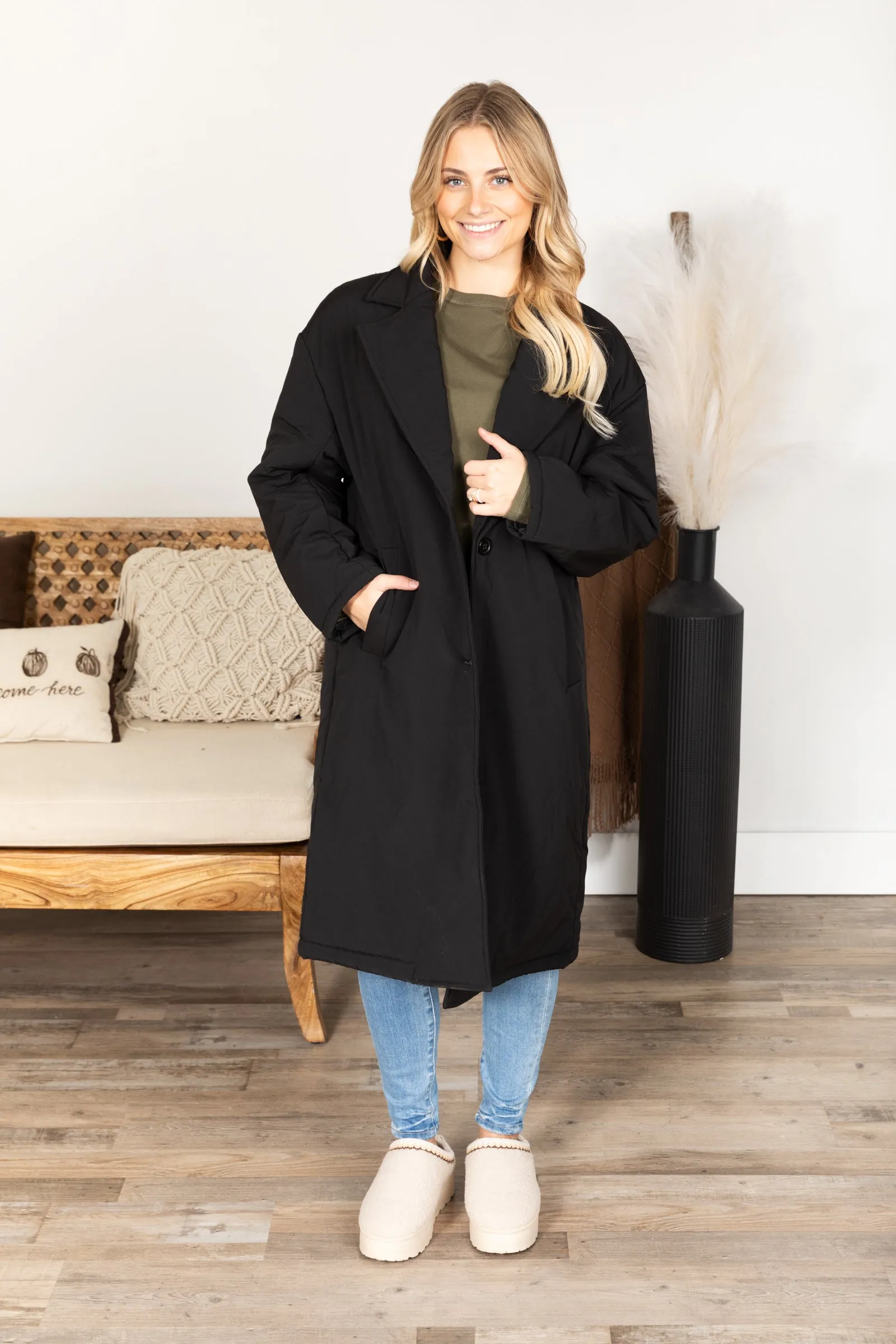 Longline Insulated Button Coat