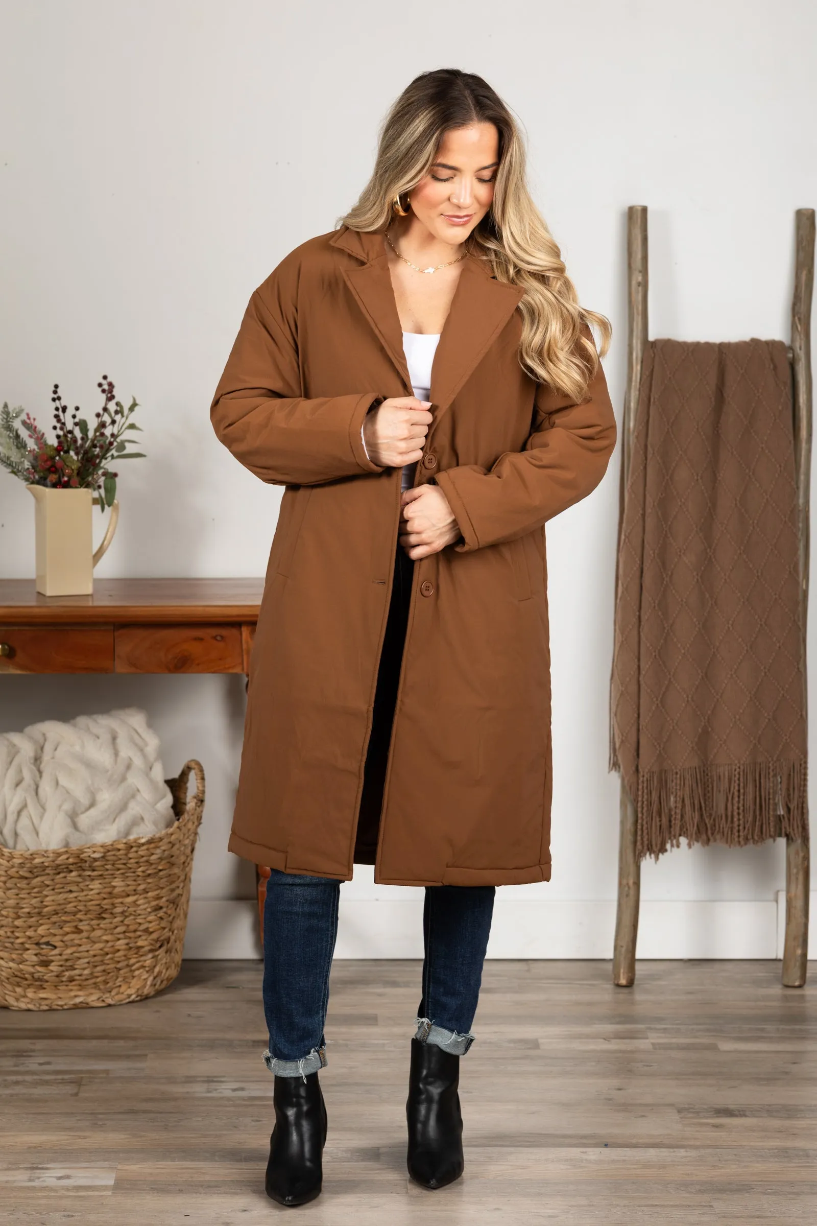 Longline Insulated Button Coat