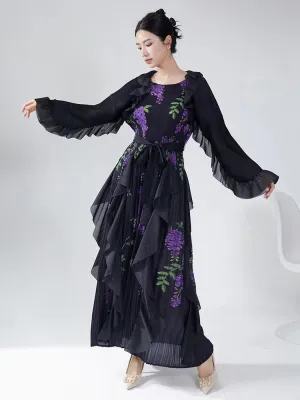 Luxury Truly Pleated Ruffled Midi Dress