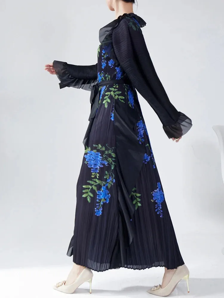 Luxury Truly Pleated Ruffled Midi Dress