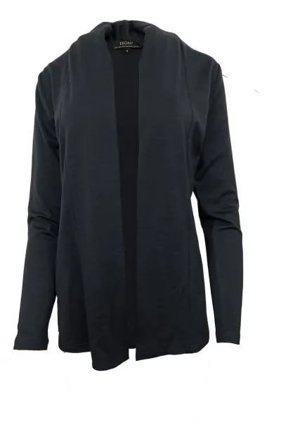 MERINO MID LENGTH EDGE TO EDGE WOMENS CARDIGAN BLACK