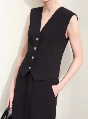 Minimalism V Neck Dress Vests
