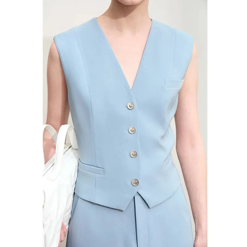 Minimalism V Neck Dress Vests
