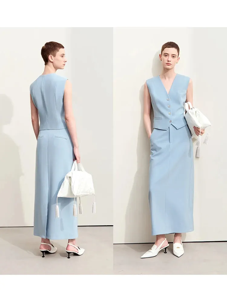 Minimalism V Neck Dress Vests