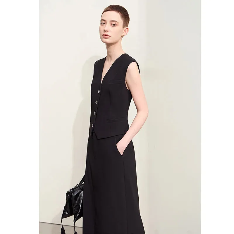 Minimalism V Neck Dress Vests