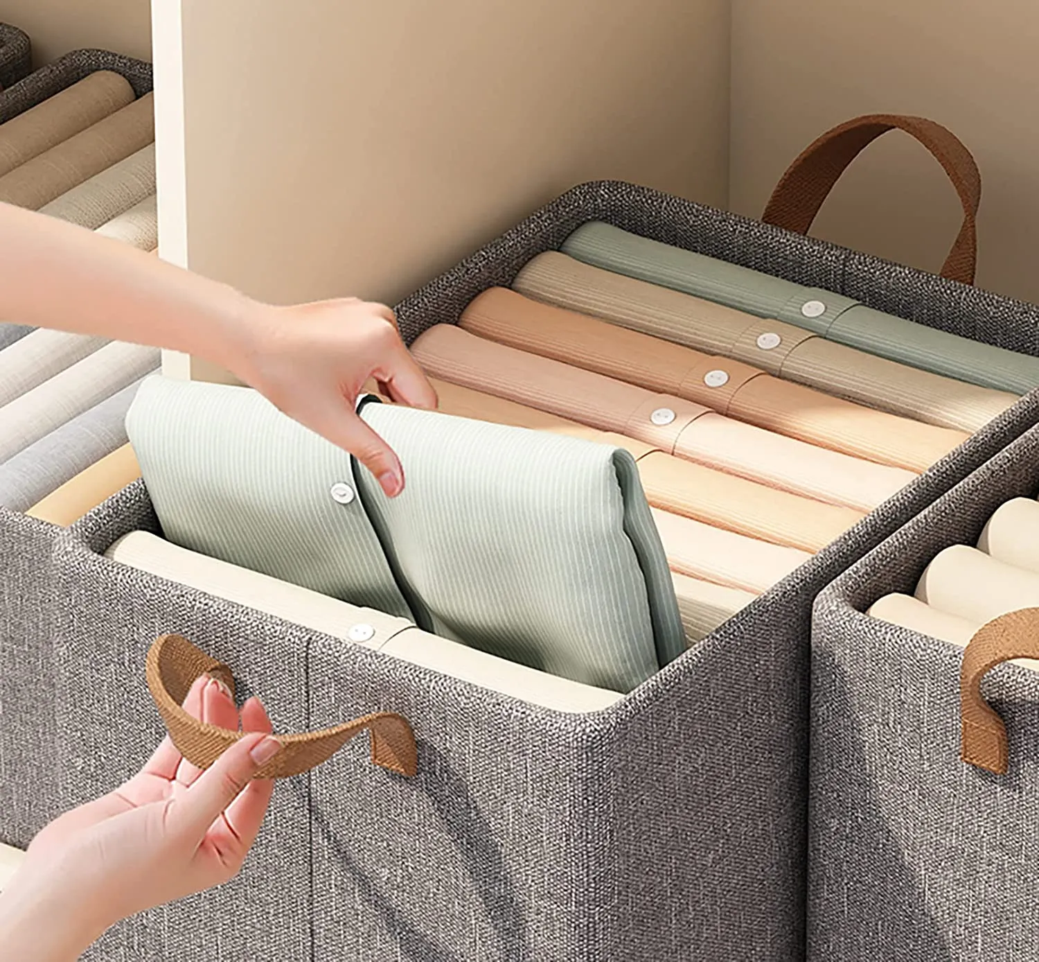 Open Storage Box Linen Closet Organizers Dark Grey