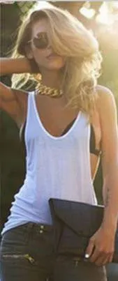Pure Color Scoop Sleeveless Casual Sexy Vests