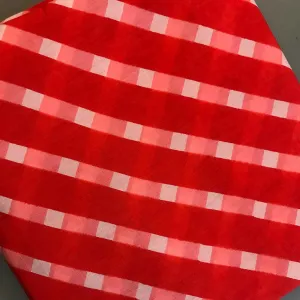 Red and Peach Stripes Viscose Muslin Fabric