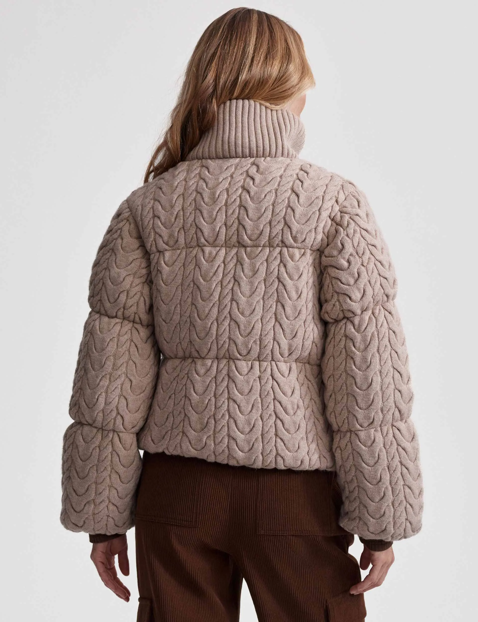 Reggie Cable Knit Puffer - Light Taupe