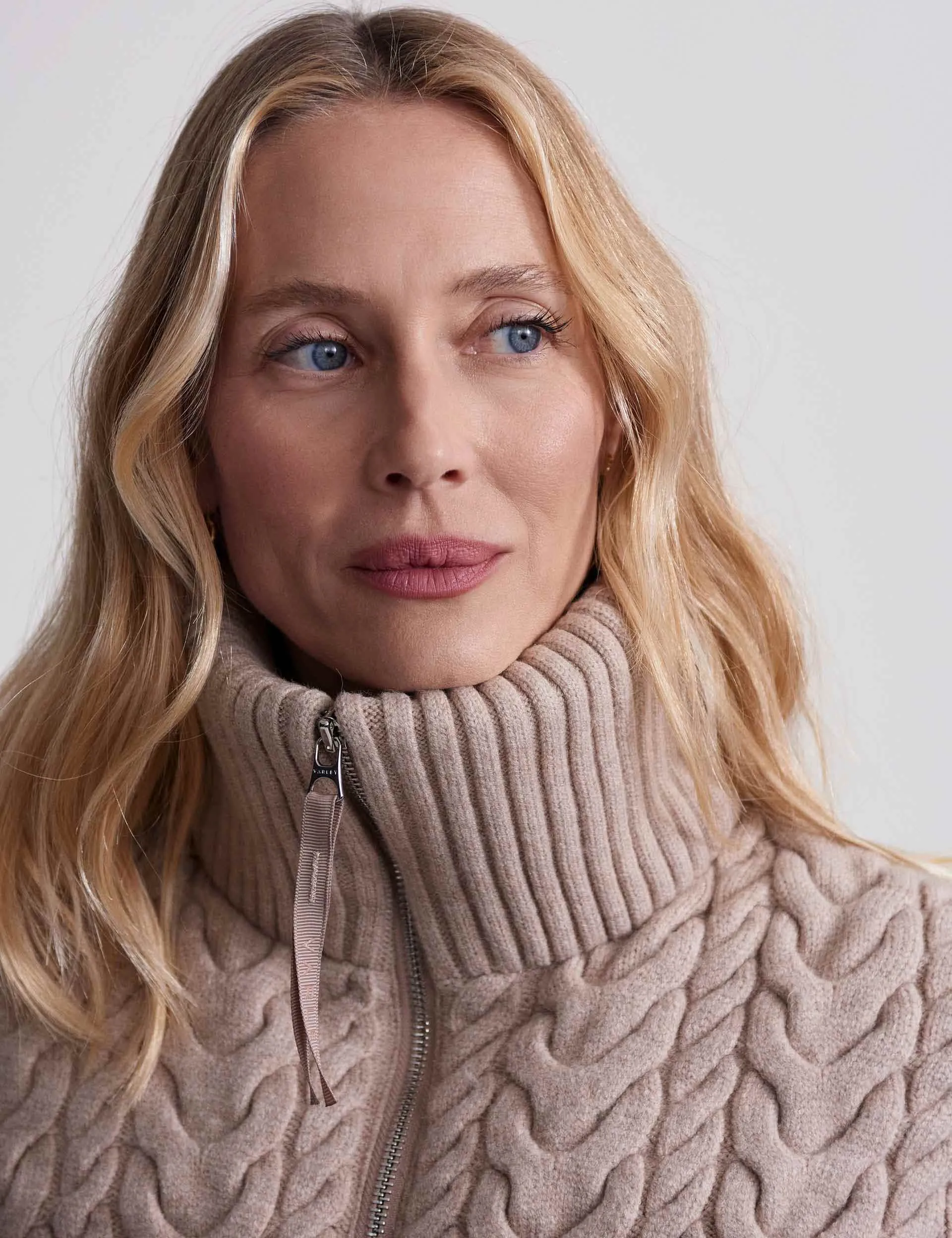 Reggie Cable Knit Puffer - Light Taupe